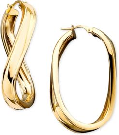 Twisted Oval Hoop Earrings in 14k Gold
