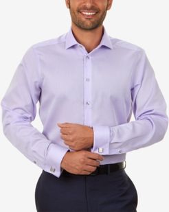 Steel Men's Slim-Fit Non-Iron Performance Herringbone French Cuff Dress Shirt