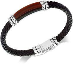 Effy Men's Tiger's Eye Brown Leather Bracelet in Sterling Silver