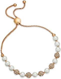 Pave & Imitation Pearl Slider Bracelet, Created for Macy's