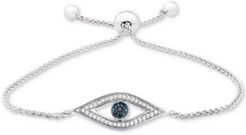 Diamond Evil-Eye Bolo Bracelet (1/6 ct. t.w.) in Sterling Silver, Created for Macy's