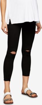 Maternity Distressed Black Wash Skinny Jeans