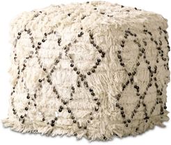 Moroccan Wedding Quilt Pouf with Sequins & Fringe