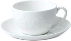 Wild Strawberry White Teacup & Saucer Set