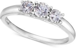 14k White Gold Ring, Diamond Three-Stone Ring (1/4 ct. t.w.)