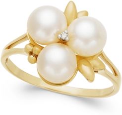 Cultured Freshwater Pearl (6mm) and Diamond Accent Ring in 14k Gold, Created for Macy's