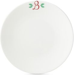 Holiday Leaf Monogram Dinner Plate