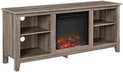 58" Wood Tv Stand Console with Fireplace - White