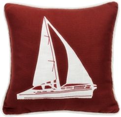 Red Sailboat 18x18 Embroidery Pillow
