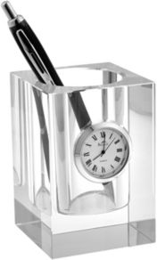 Crystal Pencil Holder with Clock