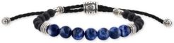 Sodalite (8mm) & Onyx (6mm) Corded Bolo Bracelet in Sterling Silver, Created for Macy's