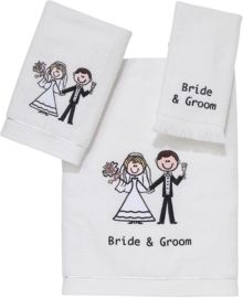 Bride & Groom Embroidered Fingertip Towel Bedding