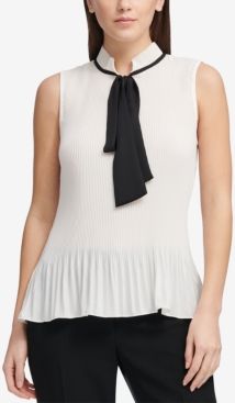 Tie-Neck Peplum Blouse