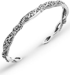Scroll Rope Narrow Cuff in Sterling Silver