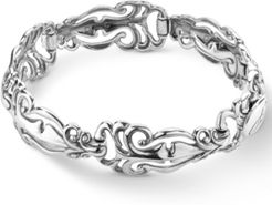 Polished Scroll Link Bracelet in Sterling Silver