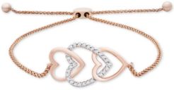 Diamond Multi-Heart Bolo Bracelet (1/10 ct. t.w.) in 14k Rose Gold, Created for Macy's