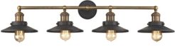 English Pub 4 Light Vanity in Tarnished Graphite and Antique Brass