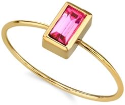 2028 14K Gold Dipped Rectangle Crystal Ring