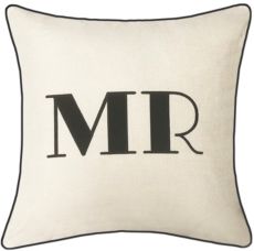Edie@Home Celebrations Pillow Embroidered Appliqued "Mr"