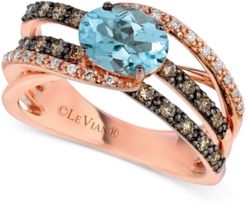 Aquamarine (9/10 ct. t.w.) & Diamond (1/2 ct. t.w.) Ring in 14k Rose Gold