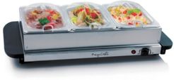 Buffet Server, Food Warmer with 3 Removable Sectional Trays, Heated Warming Tray and Removable Tray Frame
