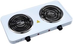 Electric Easily Portable Ultra Lightweight Dual Coil Burner Cooktop Buffet Range in White