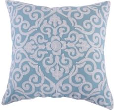 Home Architectural Crewel Teal Pillow