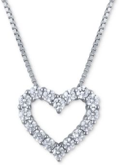 Macy's Star Signature Certified Diamond Heart Pendant Necklace (2 ct. t.w.) in 14k White Gold