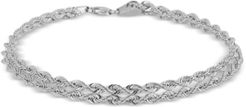 Twisted Rope "Heart" Link Bracelet in 14k White Gold