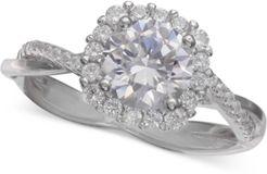 Cubic Zirconia Halo Ring in Sterling Silver, Created for Macy's