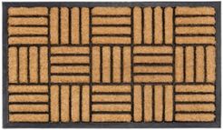 Doormat Natural Brushed Coir Parquet 24" x 36", Rubber, Durable Bedding