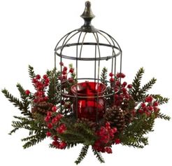 Pine Berry Birdhouse Candelabrum