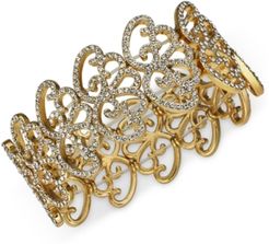 Inc Silver-Tone Pave Openwork Stretch Bracelet, Created for Macy's
