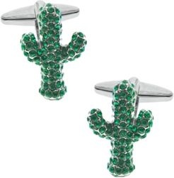 Sutton Silver-Tone Cubic Zirconia Cactus Cufflinks