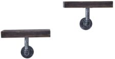 Danya B. 12" Pipe Industrial Rustic Wall Mount Shelves - Set of 2