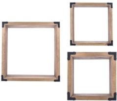 Danya B. Rustic Pine Wall Cubes with Black Metal Accents (Set of 3)