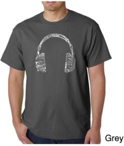 Mens Word Art T-Shirt - Headphones - Music in Different Languages