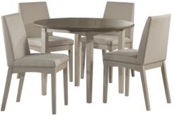 Clarion 5-Piece Round Drop Leaf Dining Set with Upholstered Chairs