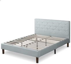 Shalini Upholstered Diamond Stitched Platform Bed / Wood Slat Support / Sage, King