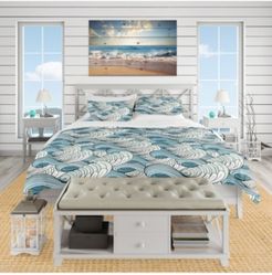 Designart 'Great Wave Inspiration' Coastal Pattern Duvet Cover Set - King Bedding