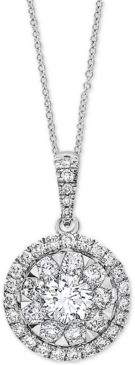 Effy Diamond Halo Cluster 18" Pendant Necklace (3/8 ct. t.w.) in 14k White Gold