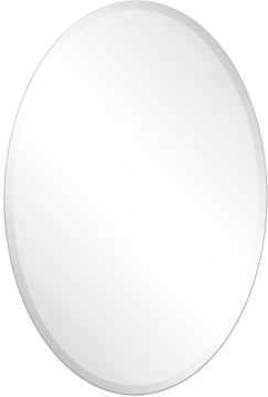Frameless Beveled Oval Wall Mirror - 24" x 36"