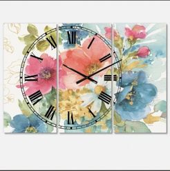 Traditional 3 Panels Metal Wall Clock