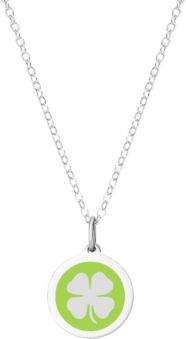 Mini Clover Pendant Necklace in Sterling Silver and Enamel, 16" + 2" Extender