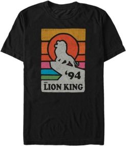 Disney Men's The Lion King Pride Rock Retro Line Art Poster Short Sleeve T-Shirt