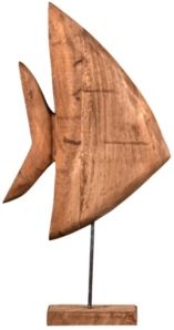Hand Carved Angel Fish on Stand in Vintage-Inspired Finish