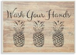 Wash Your Hands Pineapple Wall Plaque Art, 10" x 15"