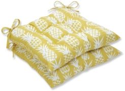 Printed 18.5" x 19" Tufted Outdoor Chair Pad Seat Cushion 2-Pack