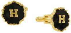 1928 Jewelry 14K Gold-Plated Enamel Initial H Cufflinks