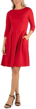 Knee Length Fit and Flare Dress with Pockets